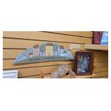 Folk Art Wooden Wall Plaque - Village Scene
