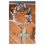 Antler and Feather Wreath with Cross Plaque