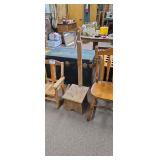 Rustic Wooden Milking Stool with High Backrest