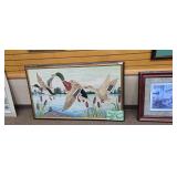 Framed Mallard Duck Hooked Rug Wall Art