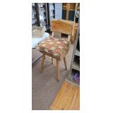 Rustic Hand-Hewn Log Stool with Backrest