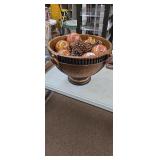 Decorative Bronze-Tone Bowl with Ornate Accents