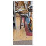 Rustic Wood Round Pedestal Accent Table