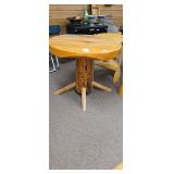 Rustic Log Pedestal Side Table