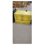 Vintage Yellow Painted Wooden Trunk