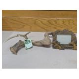 Rustic Horse Photo Frame and Antler Decor Set