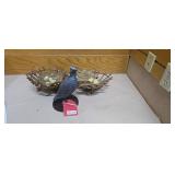 Decorative Quail Figurine with Two Nest Displays