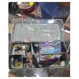 Vintage Metal Fly Fishing Lure Box with Assortment