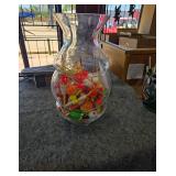 Glass Vase Filled With Assorted Fishing Floats
