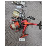 Red and Silver Spinning Fishing Reels Lot