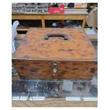 Vintage Wooden Storage Box with Brass Corners