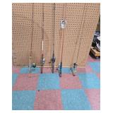 Set of Five Vintage Fishing Rods and Reels