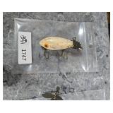 Vintage White and Black Wooden Fishing Lure