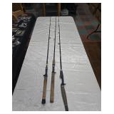 Set of Three Baitcasting Fishing Rods