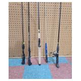 Collection of Five Fishing Rods and Reels