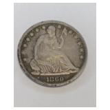1860 Silver Seated Liberty Half Dollar Coin