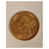 1881-P Classic Head 5 Dollar Gold Coin