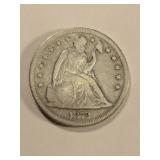 1872 Seated Liberty Silver Dollar Coin