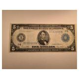 1914 United States Five Dollar Bill Large Note