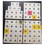 67 Silver Barber Dime Coins from 1896 to 1916