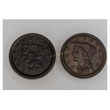 1854 and 1855 Large Cent Coins
