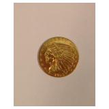 1915 Indian Head Gold 2 1/2 Dollar Coin