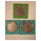 1881-O, 1885-P, and 1889-O Morgan Silver Dollar