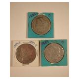 1882-O, 1887-P, and 1889-O Morgan Silver Dollar