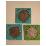 1879-P, 1884-O, and 1889-O Morgan Silver Dollar