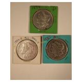 1879-P, 1884-P, and 1885-S Morgan Silver Dollar