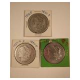 1880-P, 1883-S, and 1885-O Morgan Silver Dollar