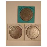 1882-P, 1883-O, and 1884-P Morgan Silver Dollar