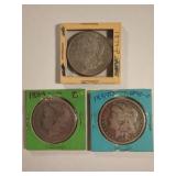 1879-P, 1884-O, and 1889_O Morgan Silver Dollar
