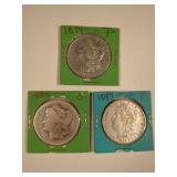 1879-P, 1884-O, and 1889-P Morgan Silver Dollar