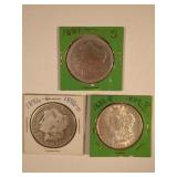 1881-S, 1886-O, and 1889-P Morgan Silver Dollar