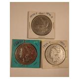 1879-P, 1883-P, and 1889-P Morgan Silver Dollar