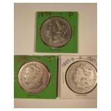 1879-P, 1884-S, and 1887-O Morgan Silver Dollar