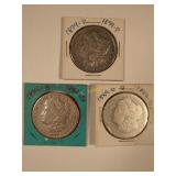 1879-P, 1882-S, and 1884-O Morgan Silver Dollar