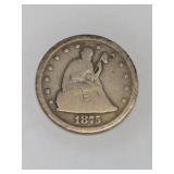 1875 S Twenty Cent Seated Liberty Coin
