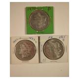 1879-P, 1883-O, and 1885-S Morgan Silver Dollar