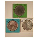 1881-S, 1886-P, and 1889-O Morgan Silver Dollar