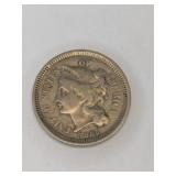 1865 Three Cent Nickel Coin