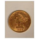 1892-P Classic Head 5 Dollar Gold Coin