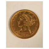 1898-P Classic Head 5 Dollar Gold Coin