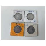 4 Seated Silver Half Dollars 1857-1875