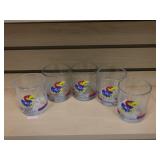FIVE KU Jayhawks Glass Short Tumbler