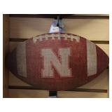 Nebraska Huskers Football Shaped Wooden Sign