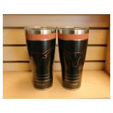 TWO Texas Longhorns Insulated Stainless Steel Tumb