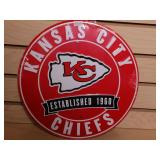 KC Chiefs 12" Round Tin Sign