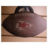 KC Chiefs Football Shaped Wooden Sign